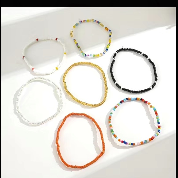 Handmade Boho Style Colorful Beaded Stackable Anklet Set - Picture 6 of 6